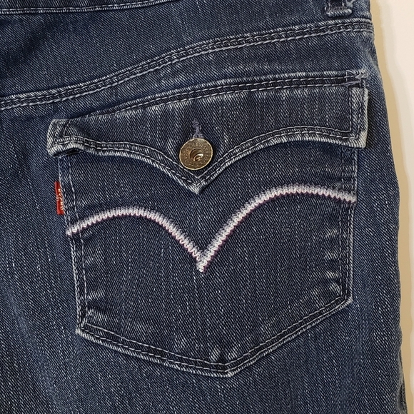 Levi's Denim Bermuda Shorts Mid-'Rise Stretch Size 13 Button Flap Pockets - Picture 7 of 10